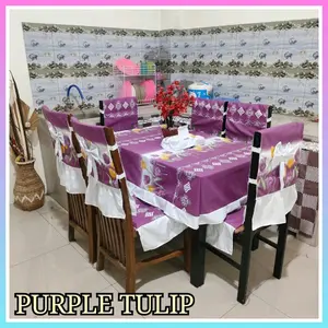 SARUNG MEJA KURSI MAKAN 6 Elegant Katun Tahan Air Bisa Dicuci - Dekorasi Ruang Makan
