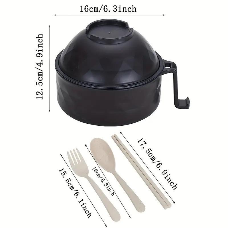 Ramen Bowl Set (1/2 Counts), Microwave Safe Instant Noodle Bowl & Tableware Kit, Room Accessories, Ramen Bowl with Fork, Spoon, Chopsticks, Matching Lunch Box for Student, Pot Noodle Fork Kitchen Accessories, Cutlery,  Kitchen Gadgets 1