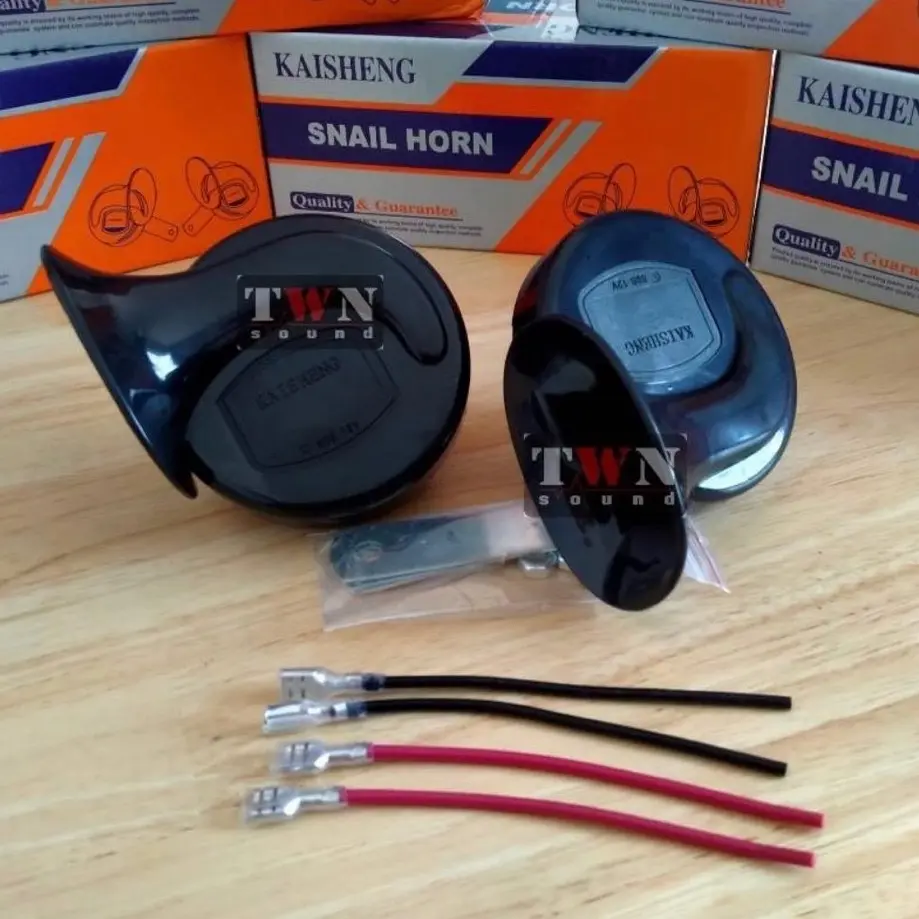 แตรเสียงเบนซ์ สีดำ กล่องส้ม DC12V. จำนวน 1 คู่ (2ตัว) แถมฟรี !! สายไฟ+หางปลา