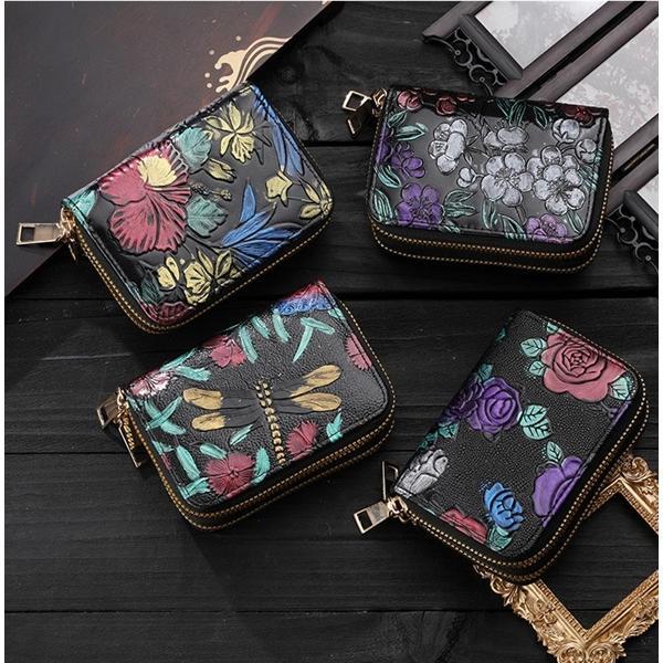 Ví Nữ B012 Da Bò Khắc 2 Khóa - Nhiều Ngăn