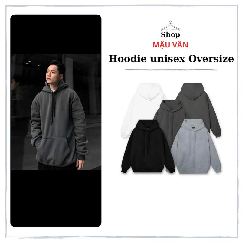[AHD04 -45-135KG] Áo khoác Hoddie Trơn Unisex OVERSIZE nỉ bông ấm áp ,Mũ 2 lớp.Dáng Thụng Form Rộng Dáng áo to rộng lắm nha