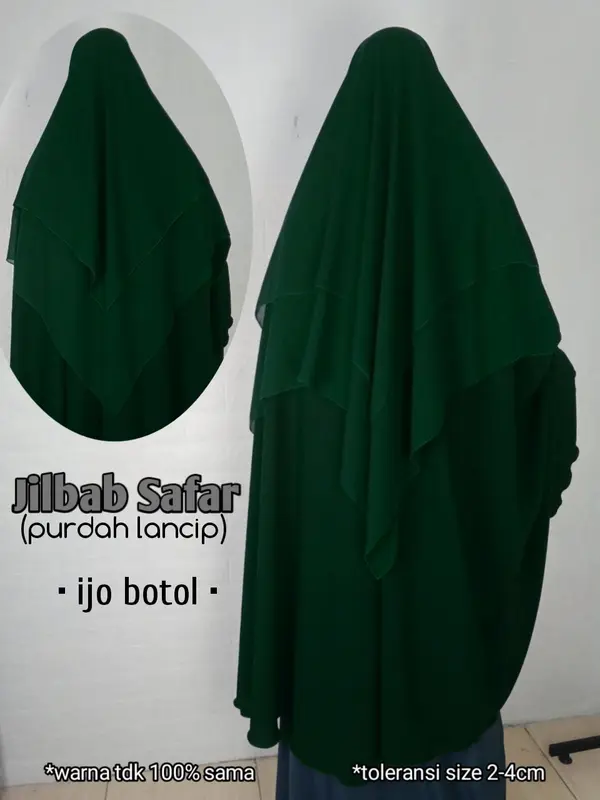 Jilbab Safar Purdah Lancip PREMIUM jetblack & new fortaleza Hitam Muslim 3