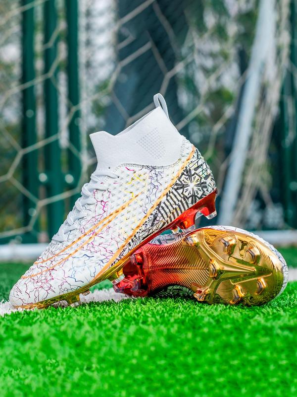 Men's Lace Up High Top Football Shoes, Breathable Comfortable Soccer Shoes, Professional Football Cleats, Anti-slip AG Spikes Football Shoes for All Seasons 1