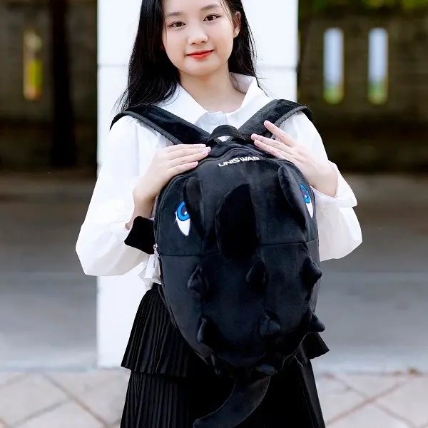 Balo khủng long vải nhung mịn, size lớn nhiều màu, Backpack Đeo Vai ba lô cá sấu, ba lô trẻ em, ba lô người lớn dễ thương cute , đi học đi chơi đi phượt unisex chống xước on đẹ p cap sach thời_trang 5