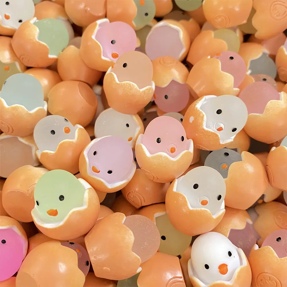 Hiasan dalaman kereta resin, 2 keping, warna rawak kecil, kulit telur pecah, bentuk anak ayam, perhiasan hiasan, aksesori kereta