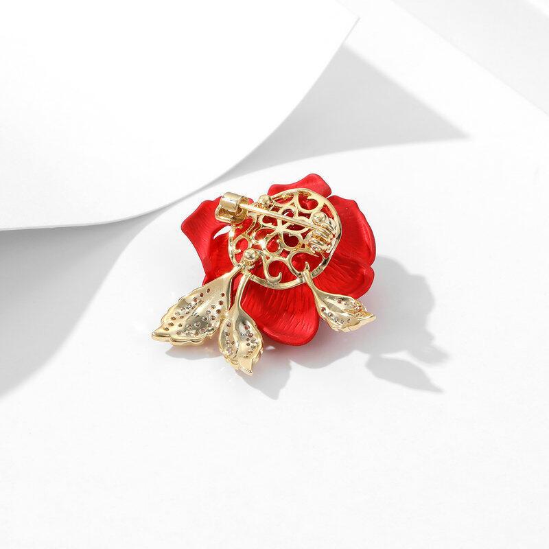 Product Introduction of New multi-purpose fixed clothing clip, suit jacket, cheongsam accessory, rose chest flower, red camellia flower brooch 11