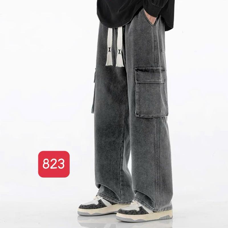  Quần baggy nam ống suông đen xám túi hộp chất liệu denim cao cấp phong cách hàn quốc - Diễm Nhi Store - MS823 
