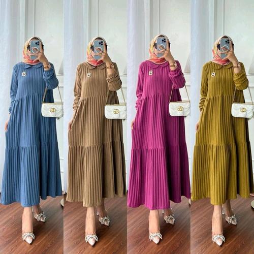Shanum Salur 3d Midi Dress Knit Impor Premium Polos - Golden Rod
