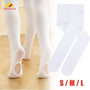 Stocking Ballet Putih Lubang Kaki Untuk Anak Perempuan Menari Legging Lentur Lembut Dan Tights Balerina