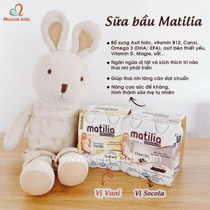 Sữa Bầu Matilia Pháp Đủ Vị Bích Quy ,Vani, Dâu, socola Cho Mẹ Bầu 5