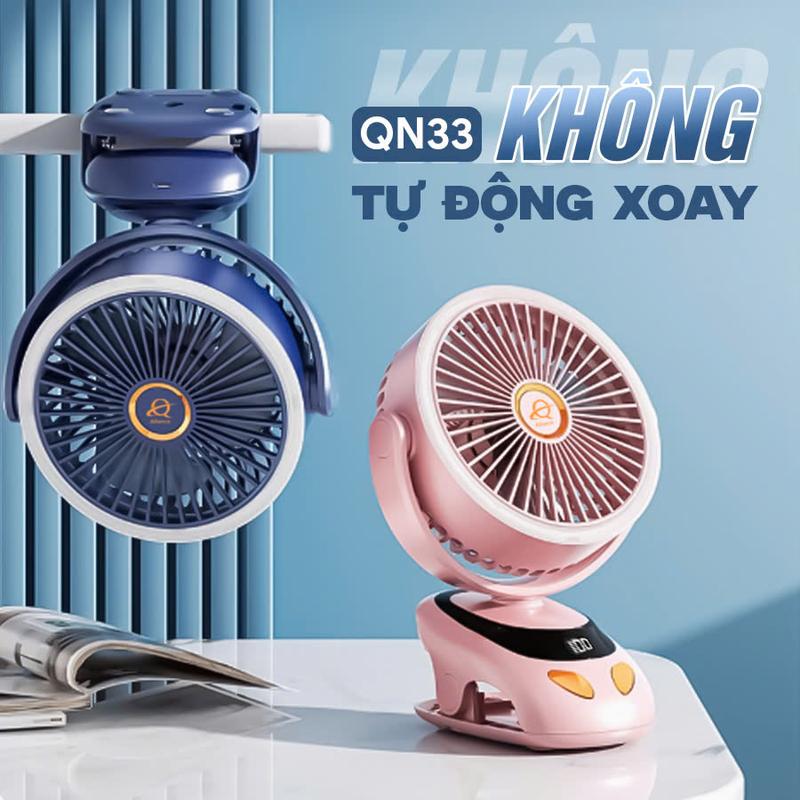 【 KHÔNG TỰ XOAY Quạt Tích Điện Mini QN33 - 16cm 15.000mah - 20.000mah - 30.000mah Có Đèn Và Hiển thị pin