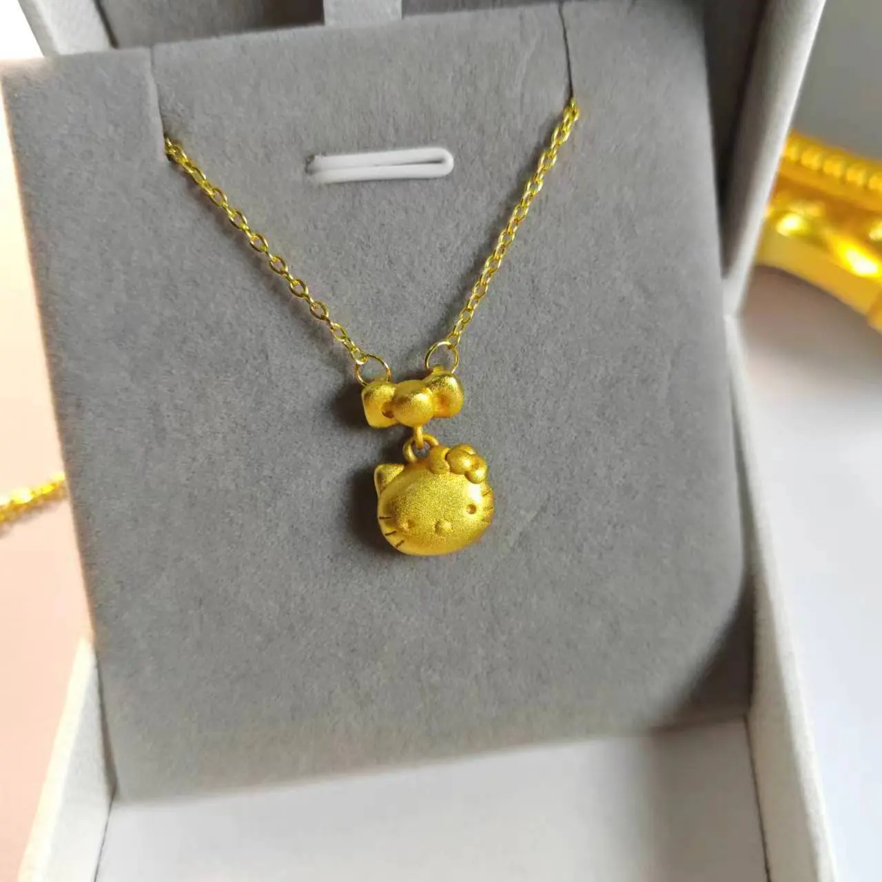 Hello Kitty Gold Necklace - Cute Collarbone Chain, Perfect for Layering