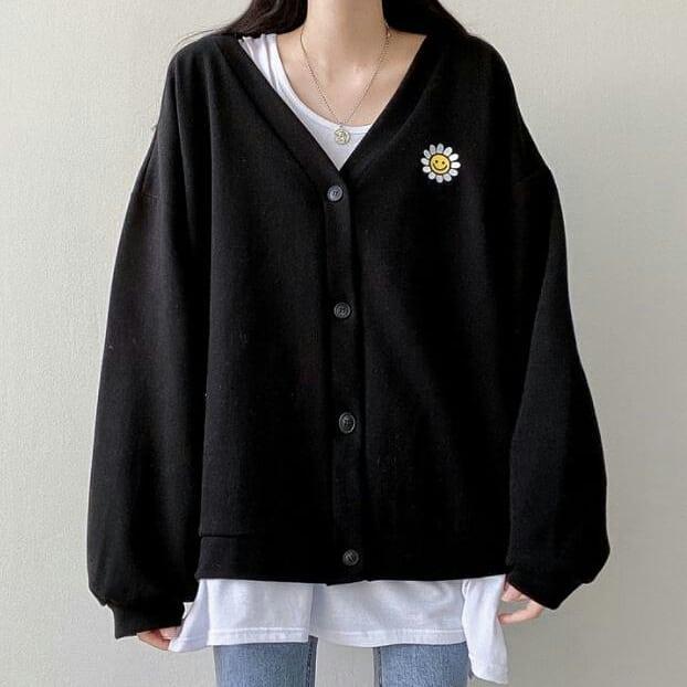 DAISY FLOWER BORDIR CARDIGAN - CARDIGAN WANITA OVERSIZE BORDIR - KOREAN STYLE Baju Bandung 3