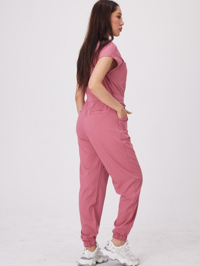 Product Introduction of Women's Letter Patch Jumpsuit, Casual Comfy Pocket Jumpsuit for Work, Ladies Workwear for All Seasons, Cargo Jumpsuit 9