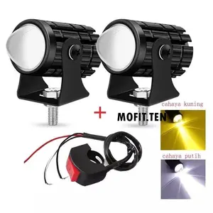 COD Lampu Tembak Sorot Laser LED D2 Mini projie 1 mata Hi-Lo 2 Warna (Putih Kuning) 20 WATT DC 12volt universal