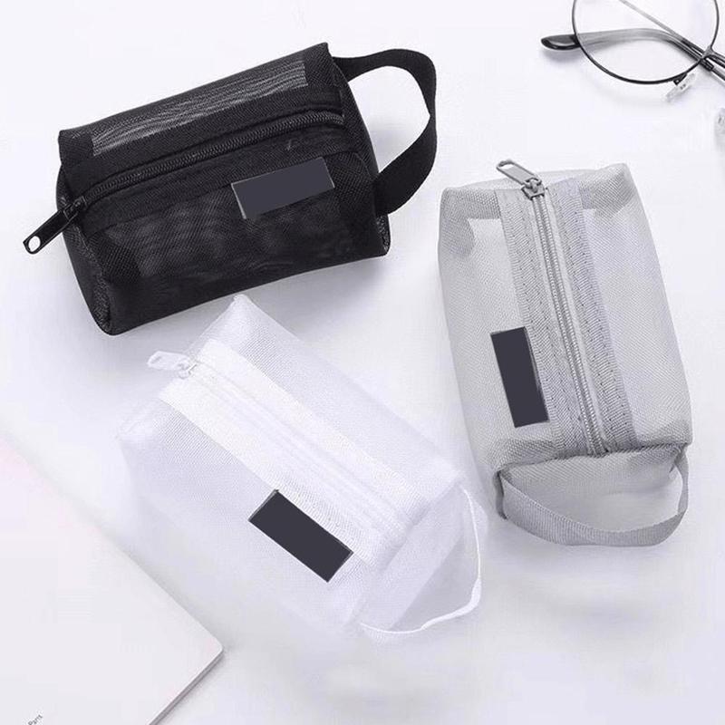Black Mesh Makeup Bag Women Transparent Cosmetic Bag Small Portable Storage Bags Travel Toiletries Towel Organizer 5