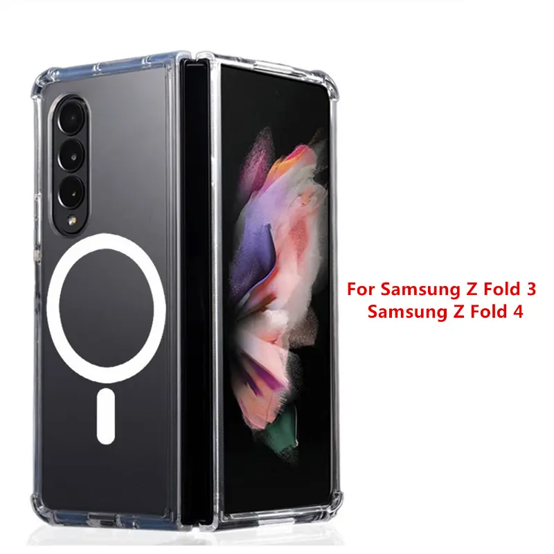 For Samsung Galaxy Z Fold4 ZFold3 New MagSafe Wireless Charging Case Anti-drop Transparent Magnetic Case for Z Fold 3 Z Fold 4