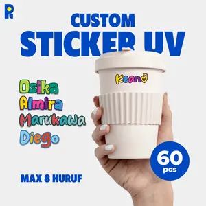 Pikapik Custom Label Nama 60pcs Colorfull Free Custom Nama UV DTF High Quality Tahan Air