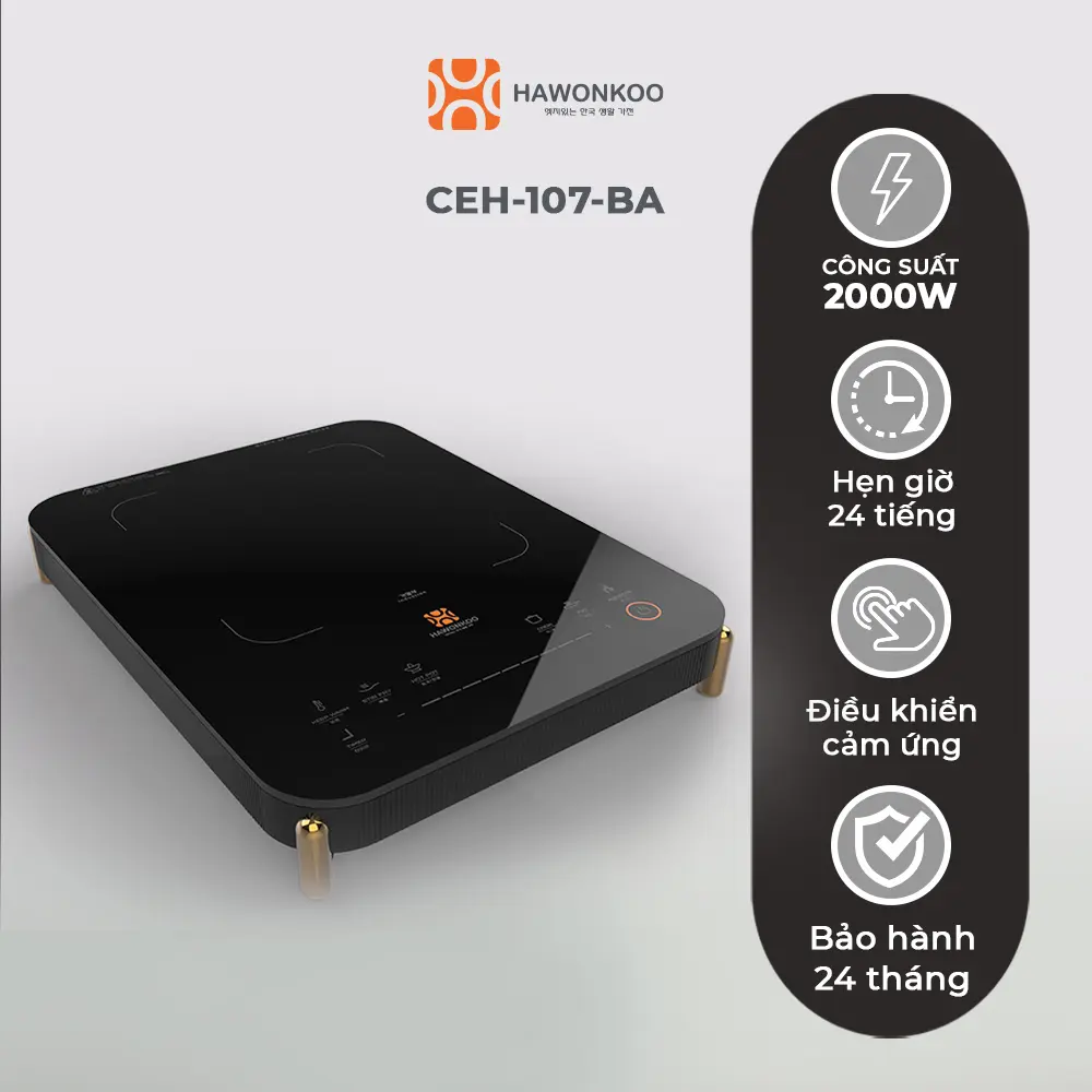 Bếp từ đơn HAWONKOO CEH-107-I-BA 2000W Hẹn giờ 24h Bảo Hành 24 Tháng