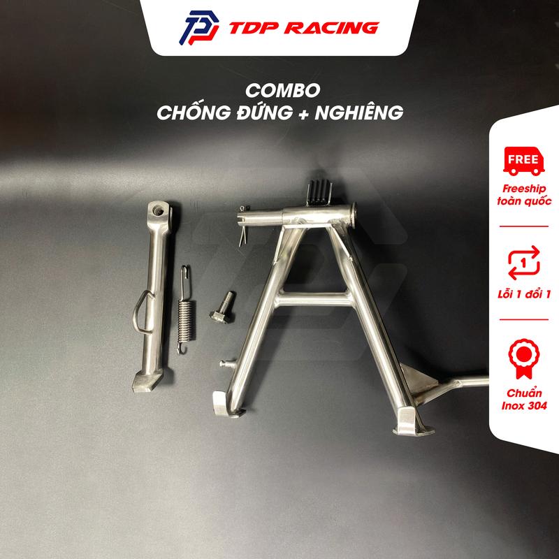TDP RACING SHOP Combo Chống Đứng + Nghiêng Inox 304 Chất Liệu Bền Bỉ Mối Hàn Chất Lượng Dành Cho Các Dòng Xe Số