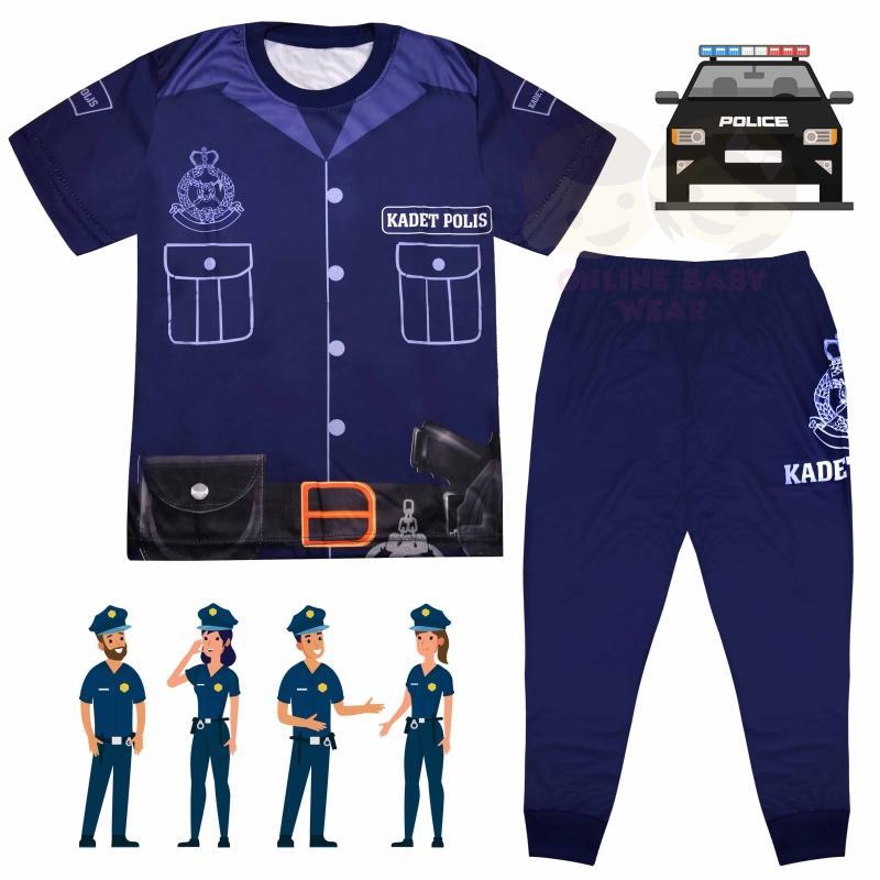 (1-12Y) Kids KADET POLIS Microfiber Full Print Pakaian Pajamas - TikTok ...
