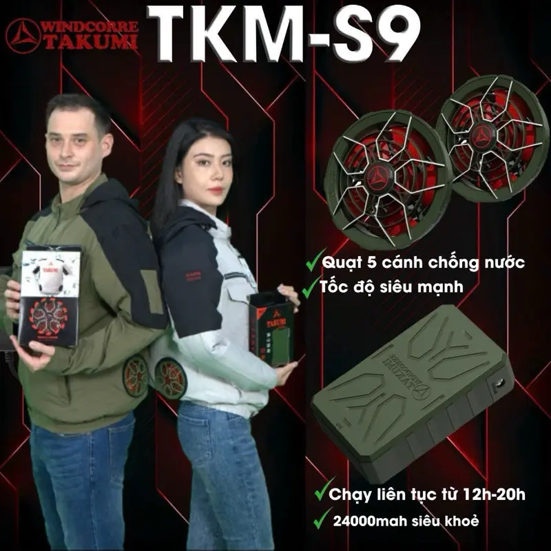 Áo quạt gió Takumi chính hãng 19v siêu mát
