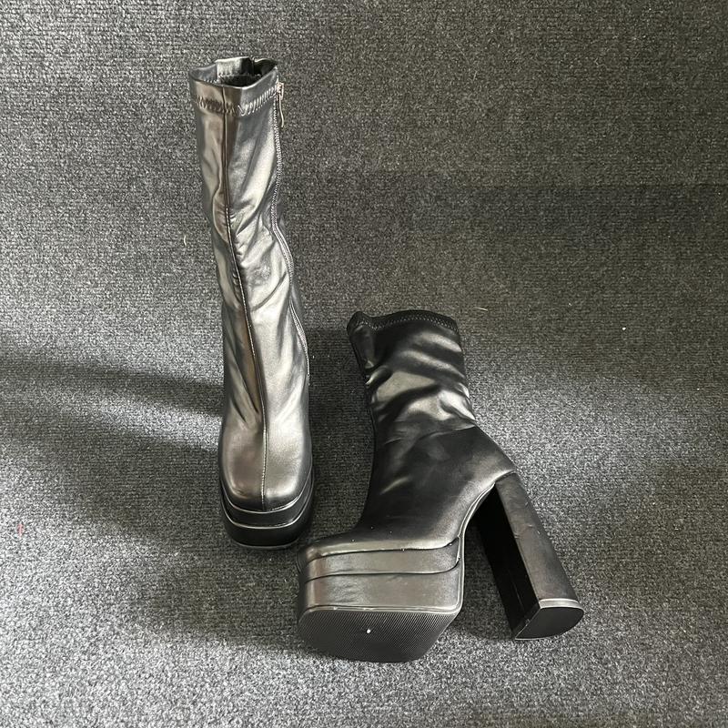 Product Introduction of [ Sẵn ĐEN- TRẮNG] Giày boot nữ cổ lửng cao gót 14cm ĐẾ KÉP phong cách Âu Mỹ GBN120 Bốt Shoes 64