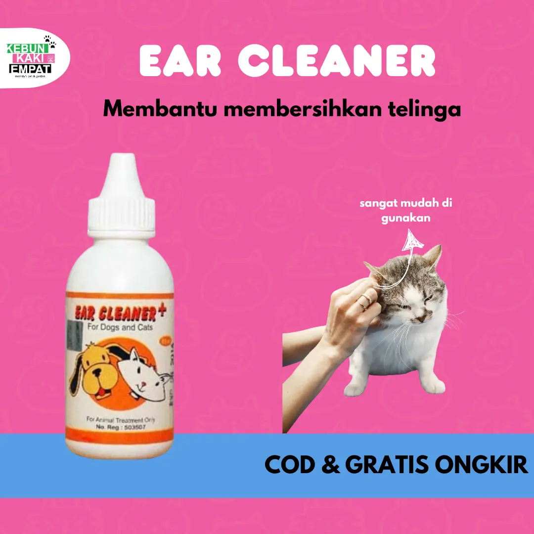 Ear Cleaner + - Cairan Pembersih Telinga Kucing Anjing Kelinci 60ml