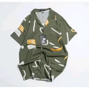 Kemeja Rayon Piyama Motif Army gord Lengan Pendek Pria Wanita