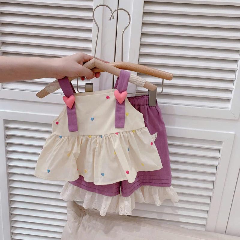 BK20 - Set bộ 2 dây màu tím chất liệu thô mềm mát cho bé gái từ 10-30kg 4