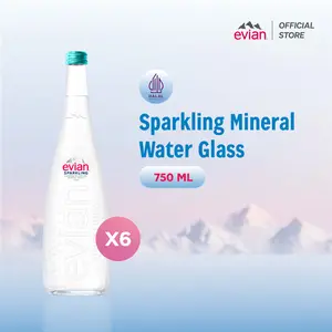 Evian Sparkling Mineral Water Glass 750ml [Isi 6 Pcs]