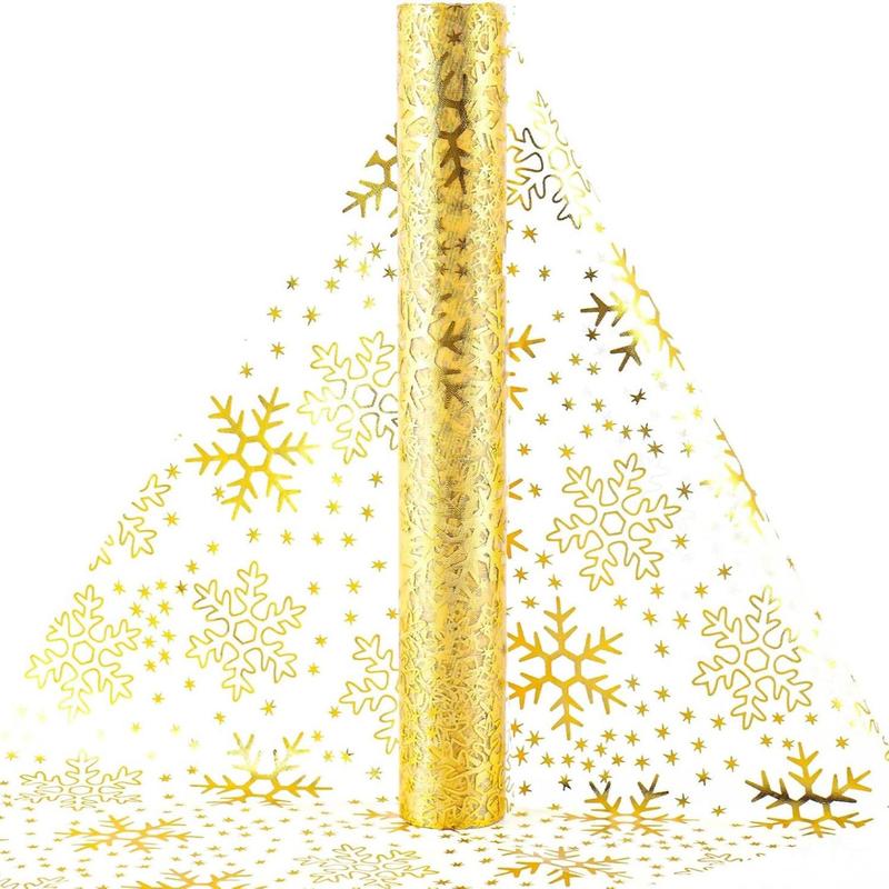Product Introduction of Glitter Snowflake Pattern Table Runner, 1 Count Disposable Tablecloth, Table Decoration Supplies for Wedding Birthday Party 2