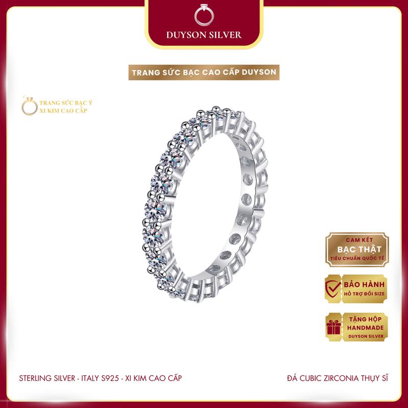 Nhẫn bạc Ý 925 cao cấp nam nữ Bling mạ vàng trắng đính kết đá CZ 5A cao cấp DUYSON SILVER [NXK31]