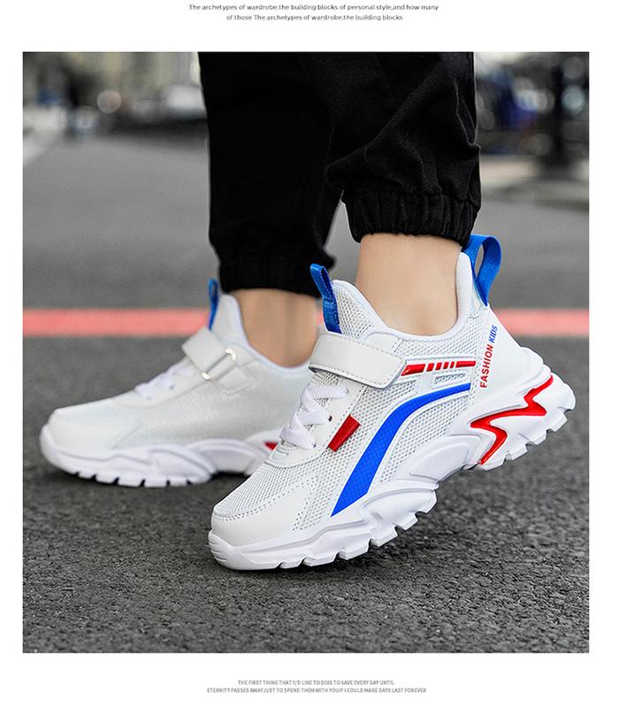 Product Introduction of Boy Shoes 2024 Spring and Summer New Children's Dad Shoes Breathable Mesh White Shoes Student University Style Sneaker 5