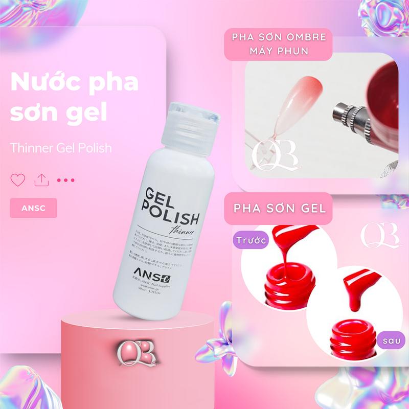  Nước pha loãng sơn gel bị đặc vón cục dung dịch pha sơn gel phun ombre chính hãng ANSC 50ml  Gel polish thinner 