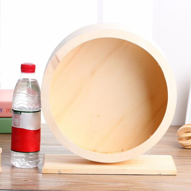 Product Introduction of 1 Pcs Hamster Roller Round Wheel Natural Wood Silent Running Disc Toy Guinea Pig Cage 17