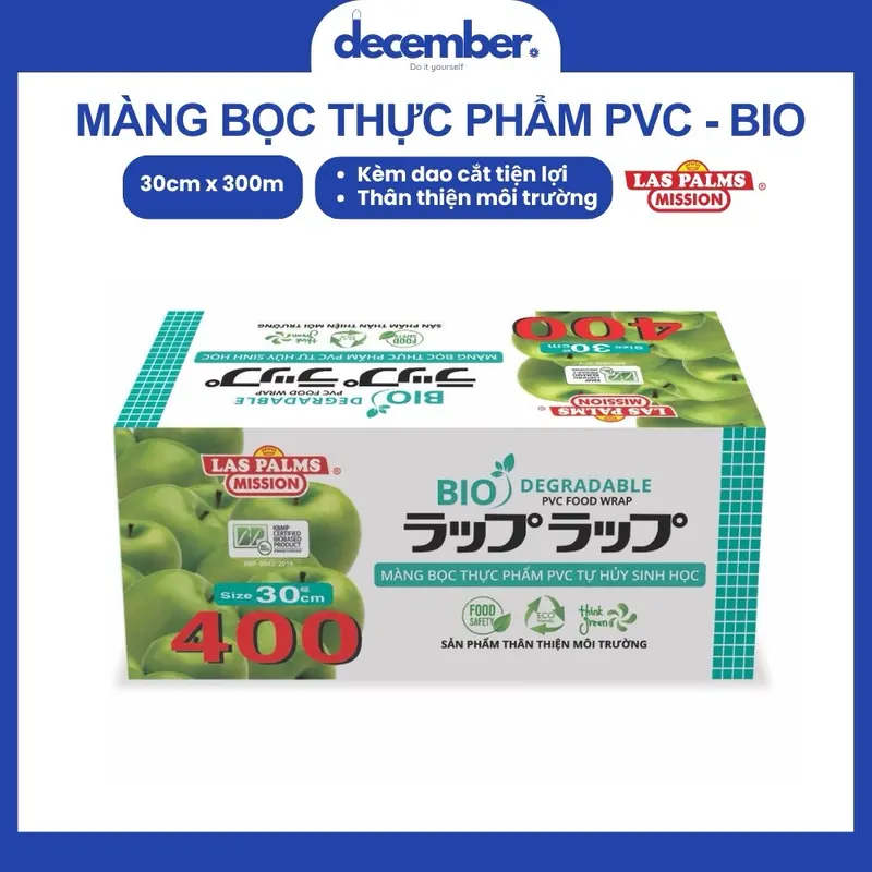 Màng Bọc Thực Phẩm Tự Hủy Sinh Học Las Palms PVC 30cmx400 (300m) - December House 8