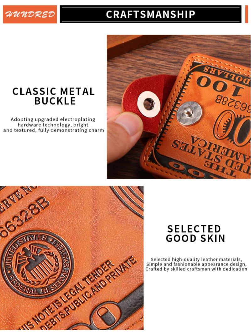 Product Introduction of Men's Vintage Casual Wallet, Fashionable All Over Print Card Holder with Coin Pocket, Durable Credit Card Wallet for Daily Commuting and Travel 2