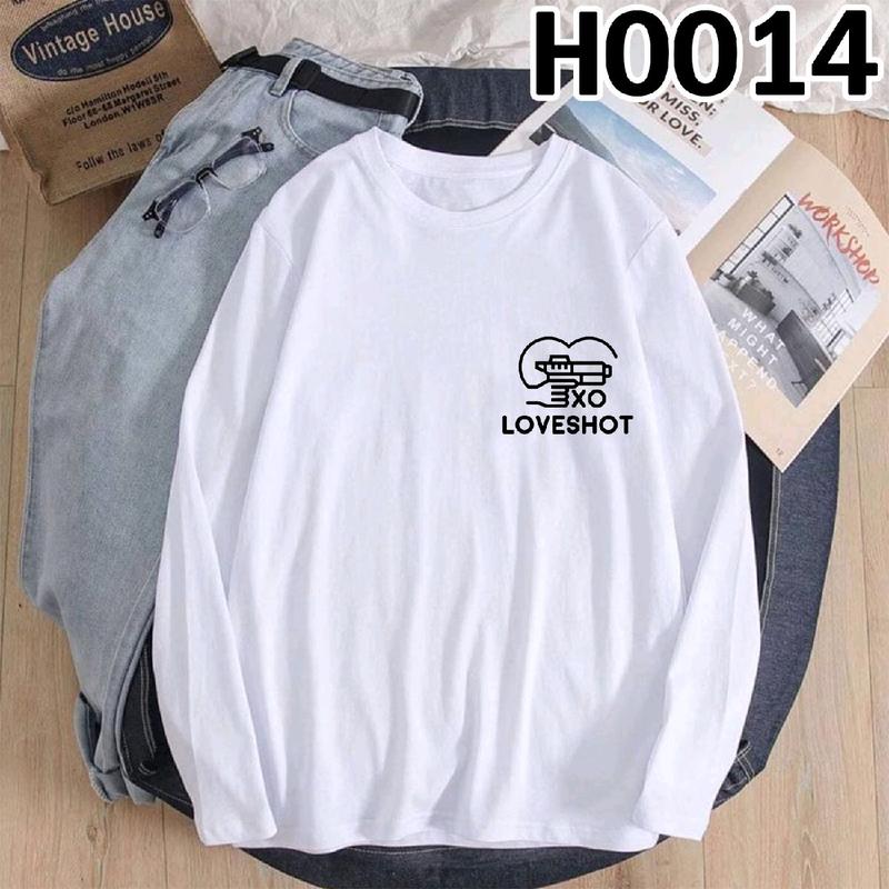 H0014 KPOP EXO T-SHIRT LONG SLEEVE PLUS SIZE 3XL WOMEN MEN BAJU LENGAN PANJANG BESAR T SHIRT COOL GRAPHIC SUMMER LOOSE TEE COTTON CREW NECK TOP CASUAL STREET BASIC KOREA STYLE BLACK WHITE NAVY TSHIRT Navy Blue