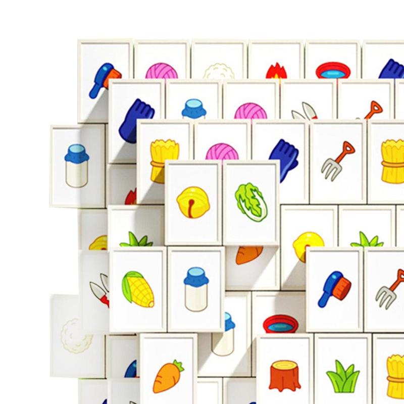 Product Introduction of Mini Mahjong Set Educational Blocks Toy Sensory Toy Matching Memory Game Family Board Game for Toddlers Preschool Children Kids 2