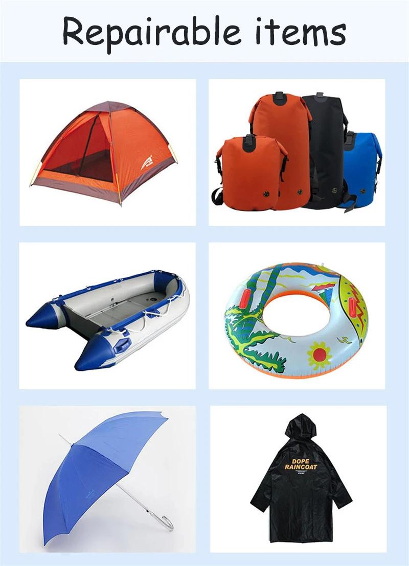 Product Introduction of Waterproof Transparent Self Adhesive Sticker Cloth Patches Outdoor Tent Repair Tape Inflatable Toys Pool Float Air Bed Patch Kit 20