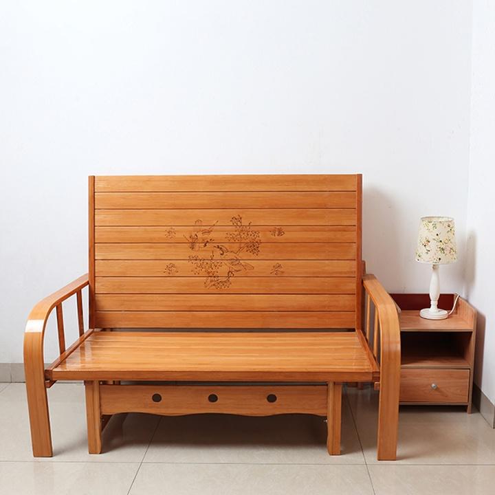 Ghế Sofa Tre Gấp Gọn Thành Giường Đa Năng, Sofa Giường Tre Gấp Gọn Thành Ghế Thông Minh (3 Kích Thước 80-100-120cm), Tặng Nệm Và Gối Hơi Màu Sắc Ngẫu Nhiên Cho 2 Phân Loại 1m Và 1m2, Ghế Giường Gấp Gọn Nhiều Kích Thước Phù Hợp Mọi Phòng Không Gian