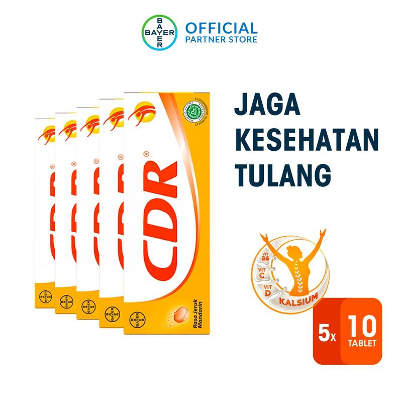CDR Vitamin Tulang Suplemen Kalsium Rasa Jeruk 10 Tablet x 5 - Shop ...