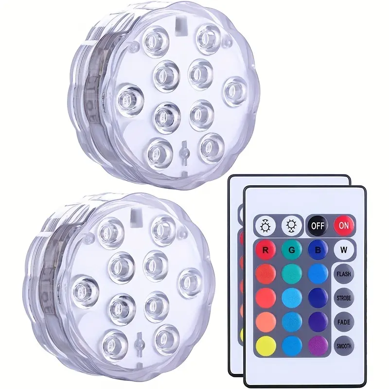 Submersible LED Lights Remote Control Battery Powered, RGB Multi Color Changing Waterproof Light For Pool, Vase Base, Spa, Aquarium, Pond, Hot Tub, Decoration, Party