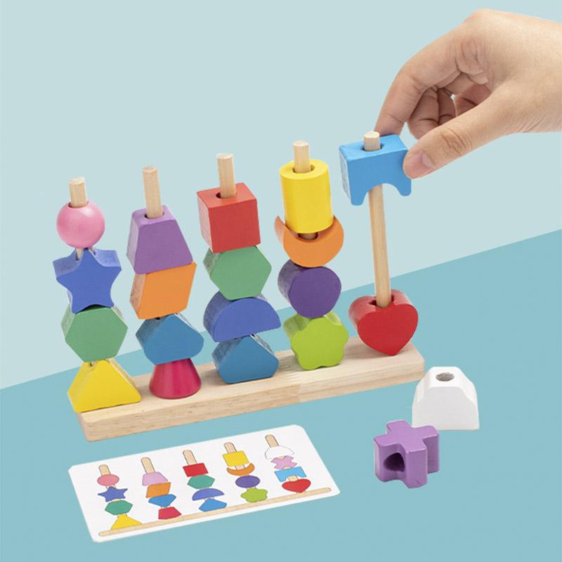 Montessori Wooden Toys Color Shape Matching Puzzle Game Colorful ...
