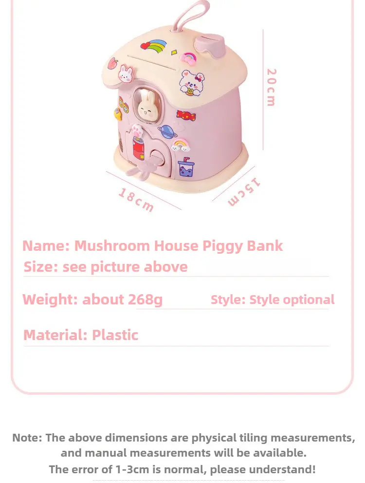 Product Introduction of Con Heo Nhà Nấm Hình Thỏ, Thiết Kế Hoạt Hình Cho Trẻ Em, Có Giá Trị Cao, Có Thể Lưu Trữ Và Tháo Rời, Dung Lượng Lớn, Thích Hợp Làm Con Heo Tiền, Hàng Mới Về 1