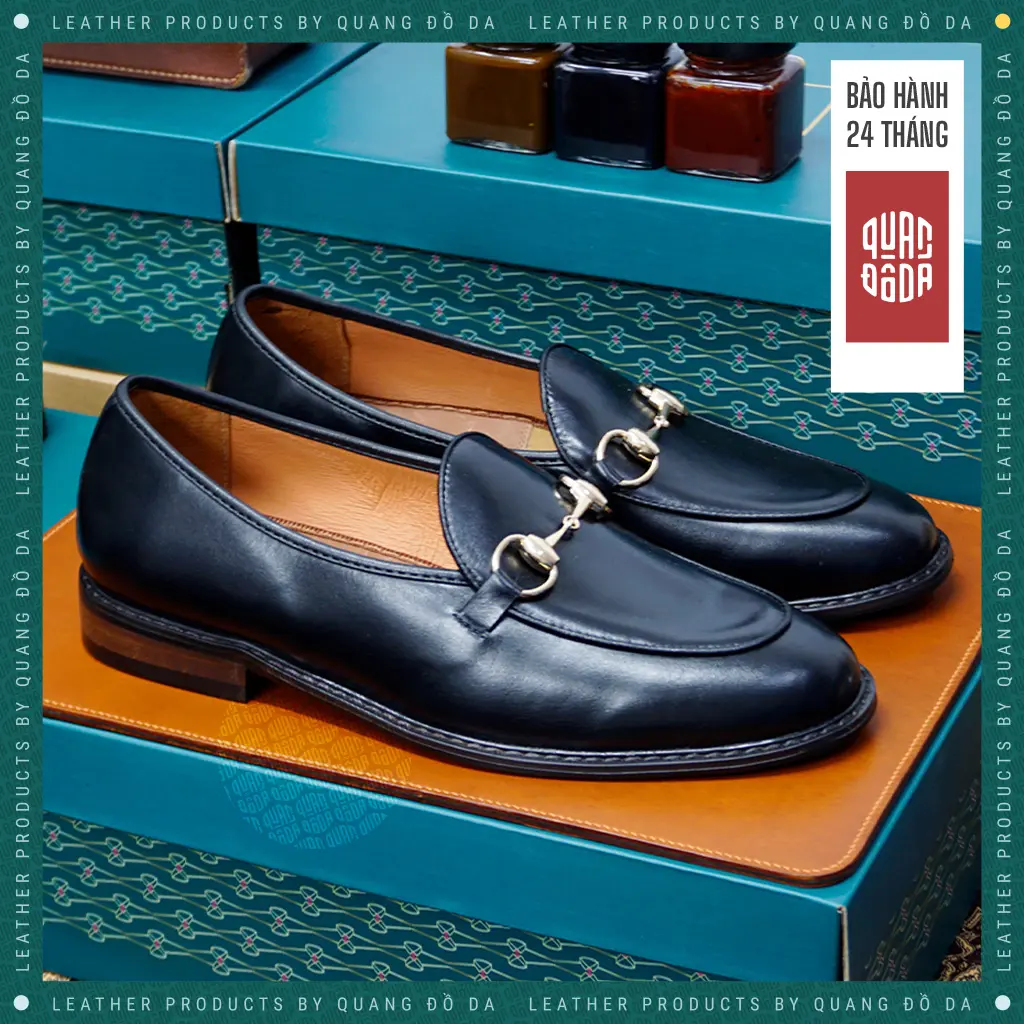 Giày Loafer Nam Da Bò Thật Cao Cấp Đế Phíp Gỗ Màu Đen LFP_01C, Bảo Hành 24 Tháng, Đế Khâu Chắc Chắn | Quang Đồ Da