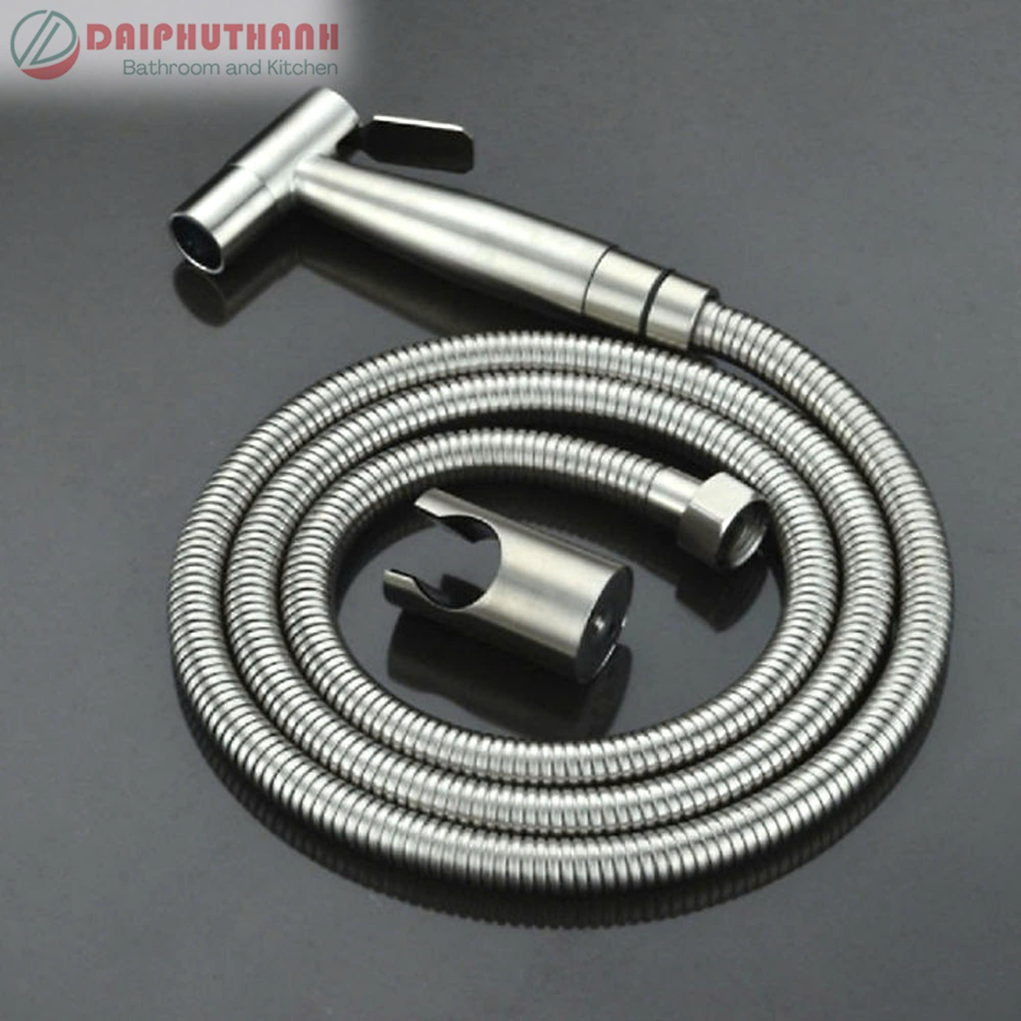 Vòi Xịt Toilet Xịt Vệ Sinh Inox Dây Xịt Ruột Bố 3 Lớp - Chịu áp lực nước mạnh, có mẫu xịt màu đen