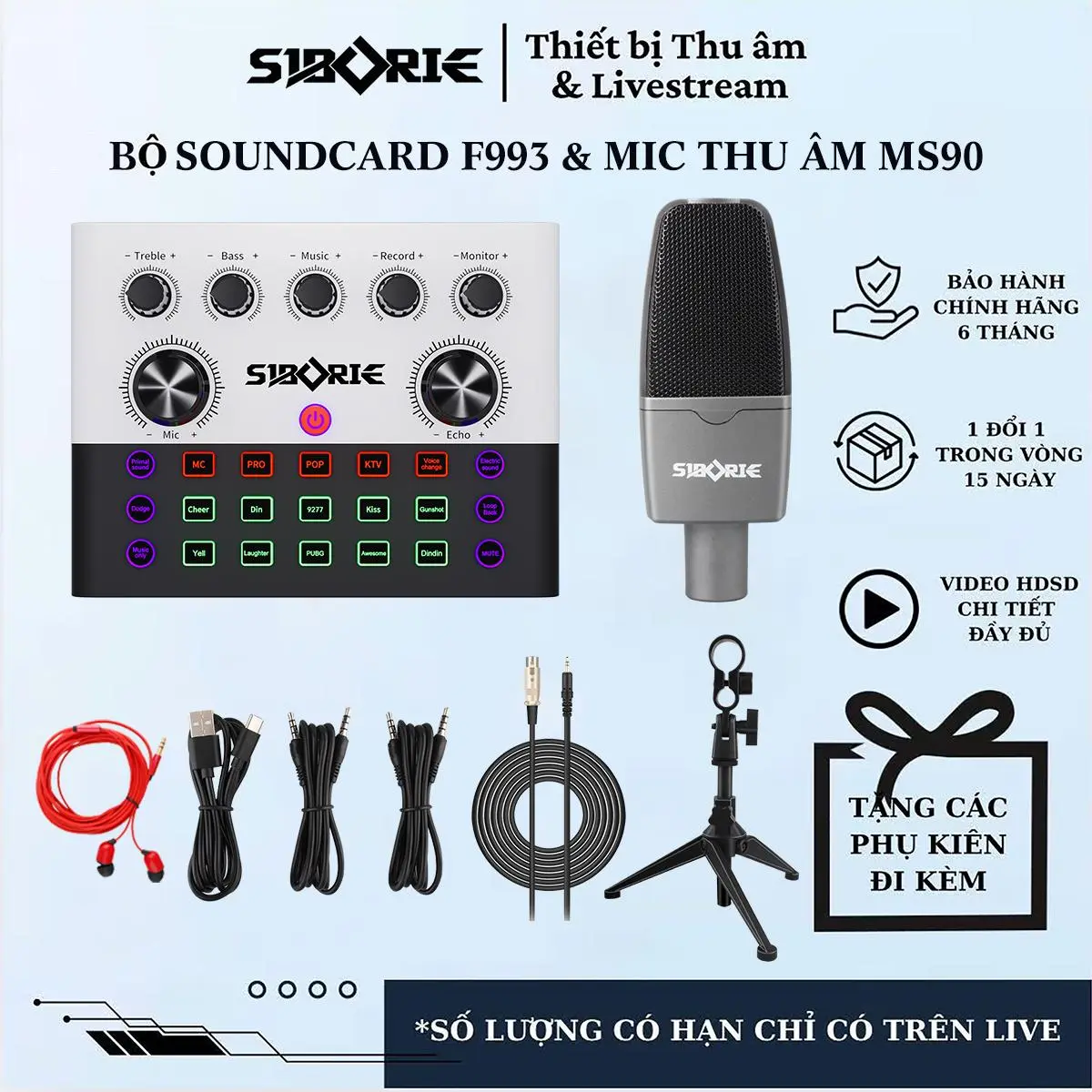 [SIBORIE] Bộ Soundcard F993 & Mic MS90 – Livestream, Karaoke, Hát Hay