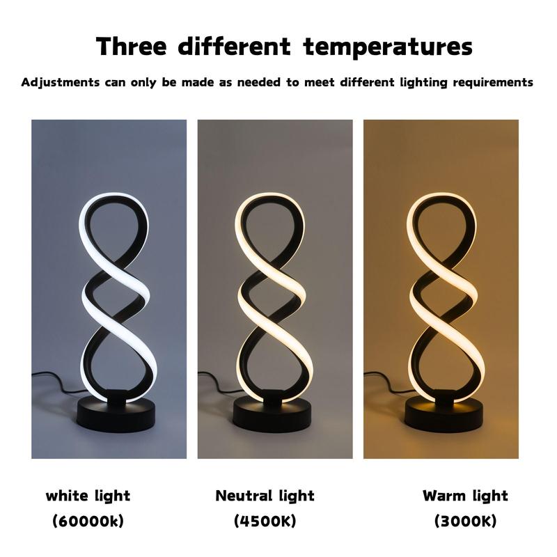 Product Introduction of Spiral Design LED Table Lamp, Touch Control Night Light, 3 Light Modes Desk Lamp for Home Living Room Bedroom Decor 2